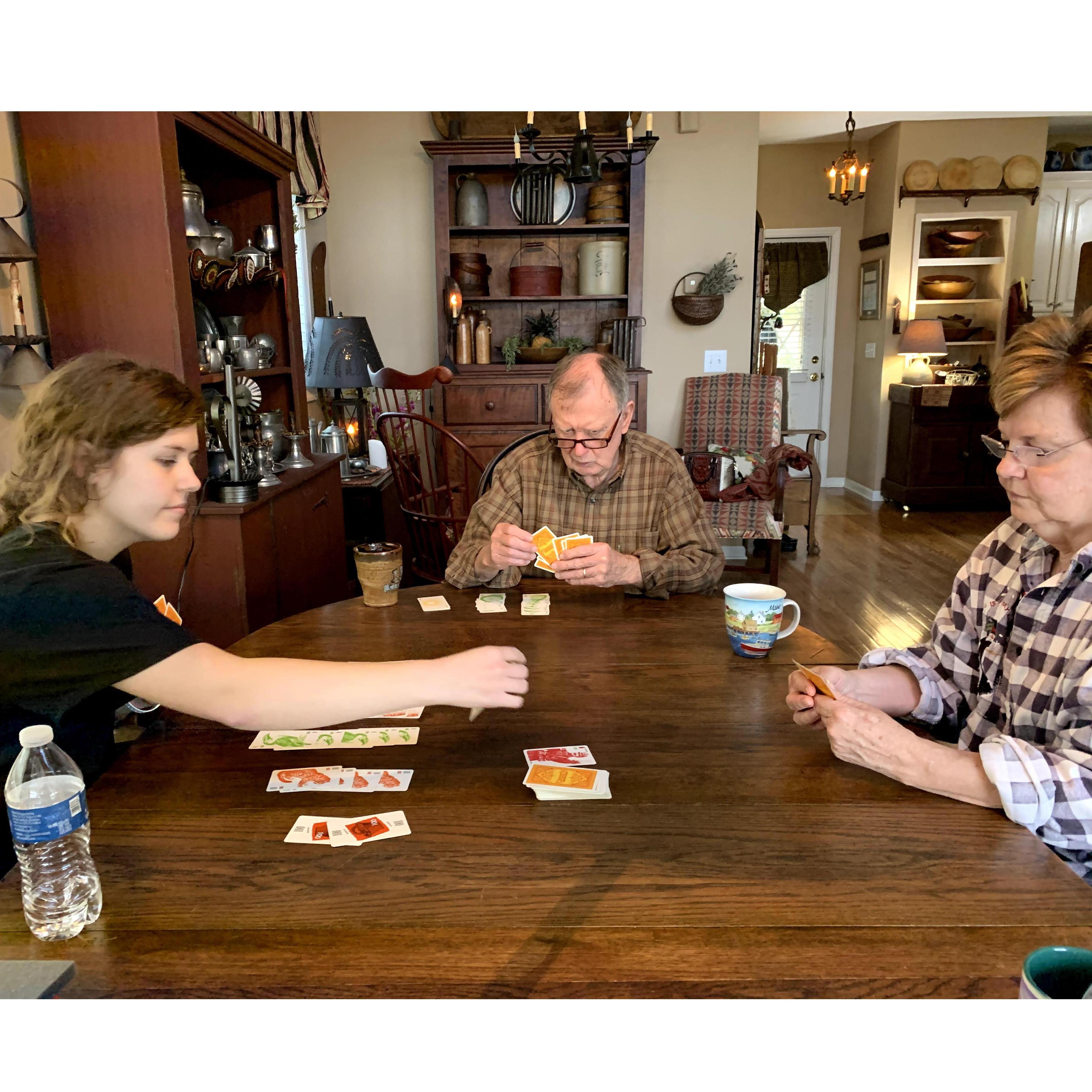 Taylor playing a "friendly little game" with Jacob's grandparents