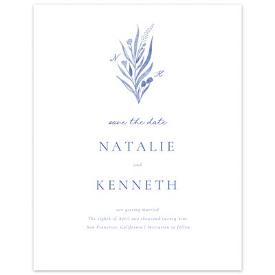 Cornflower Blue Wedding Digital Save the Date - Arden Portrait