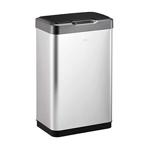 EKO Mirage-T 50 Liter / 13.2 Gallon Rectangular Motion Sensor Trash Can, Brushed Stainless Steel Finish