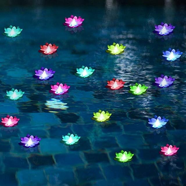 Floating Pool Lights,Battery Powered Floating Flowers,Pond Decor,Floating Pool Flower Lights Color-Changing -for Wedding Outdoor Party Decor 6 Pcs (Dragonfly)
