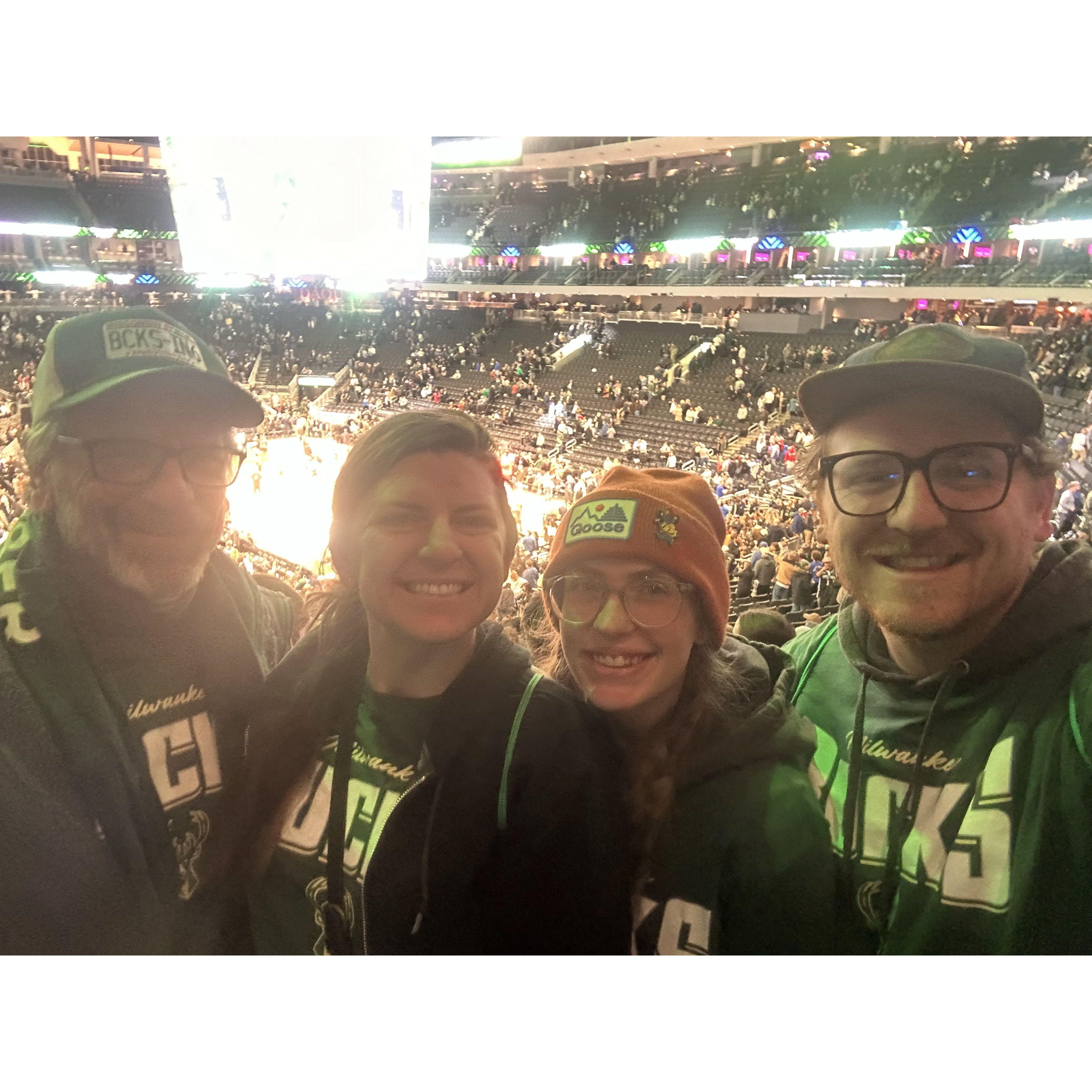 Cass's first NBA game with Ed and Ana! (Bucks in 6!!)