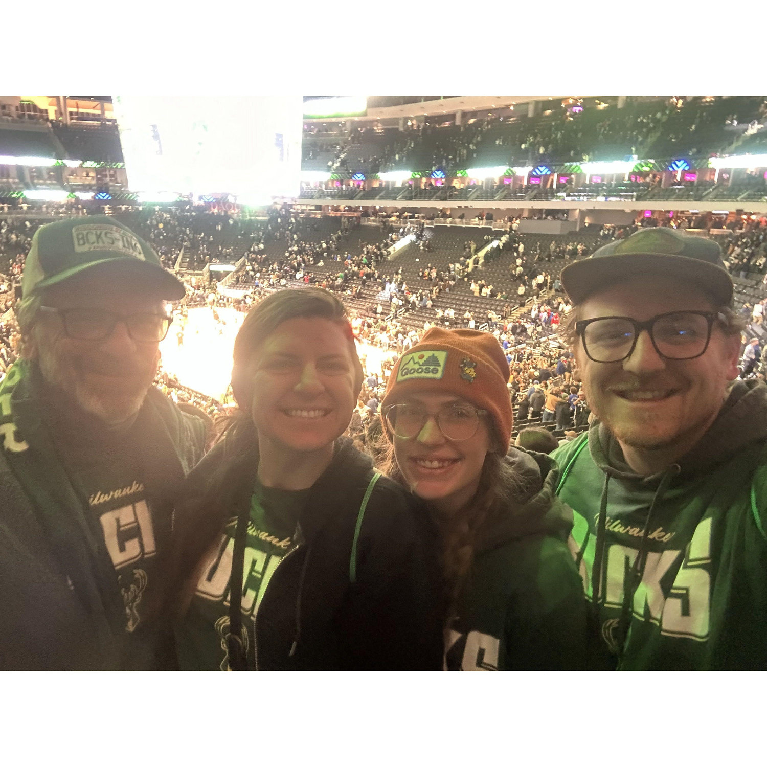 Cass's first NBA game with Ed and Ana! (Bucks in 6!!)