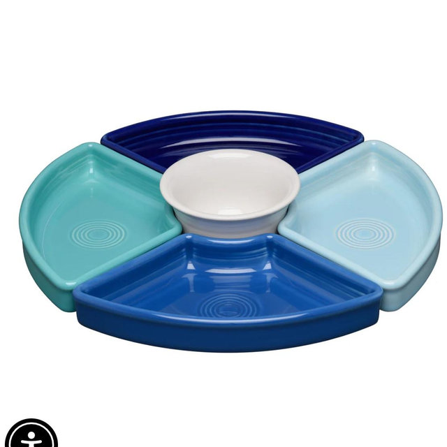 Coastal Blues 5-Piece Mixed Colors Entertaining Set 8 1/5 Inch