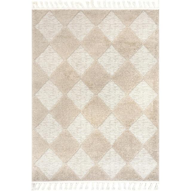 Nuloom Marissa Diamond 8 Round Area Rug for Living Room Bedroom Dining Room Kitchen, Beige/Ivory