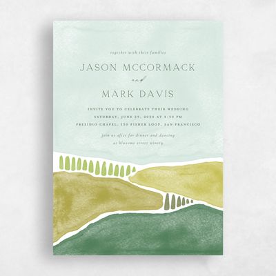 Green Greenery Wedding Invitation - Vallejo Portrait