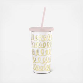 Heart Knot Bridal Tumbler with Straw