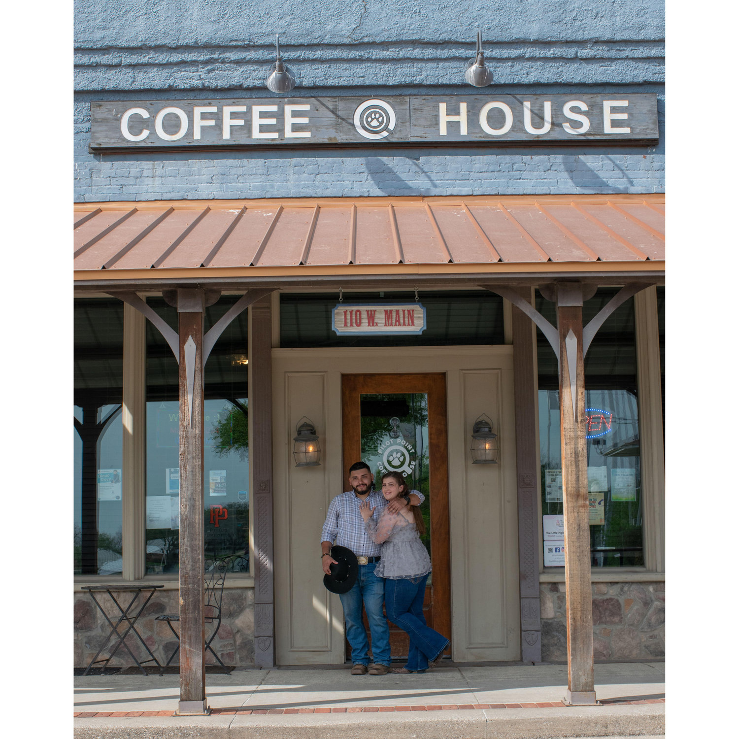 Engagement Picture! Like I said, we're coffee addicts—a picture taken by Ryan Hooper.