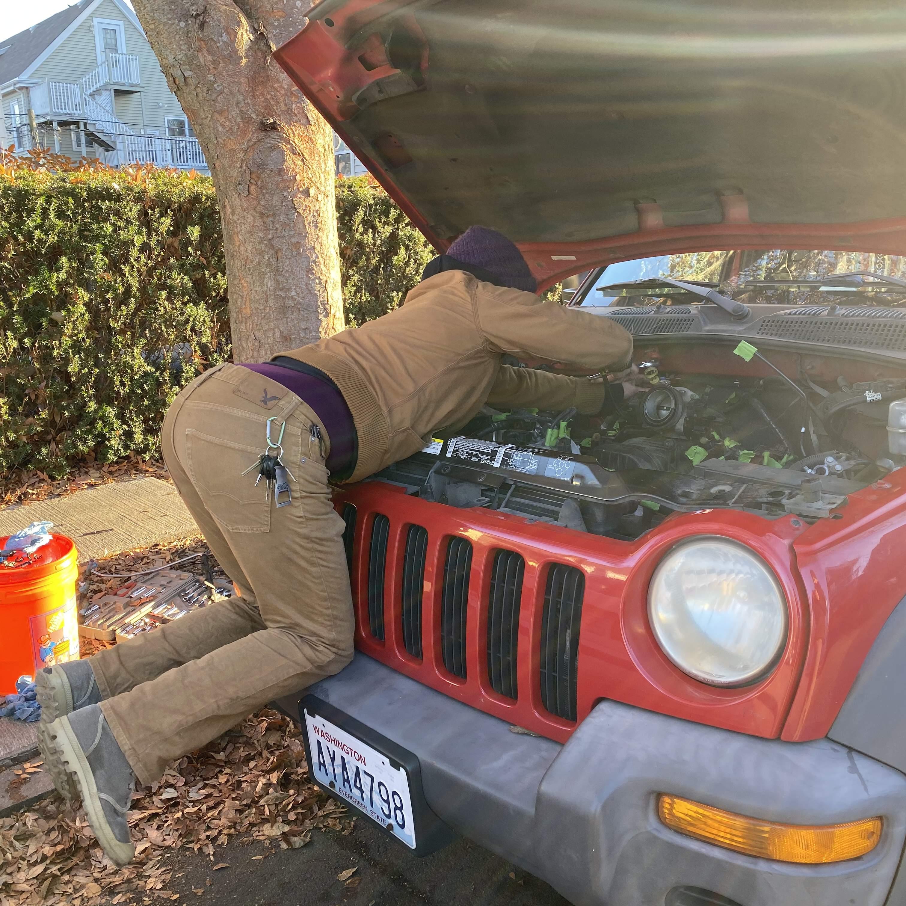 rebuilding my jeep engine in the winter 