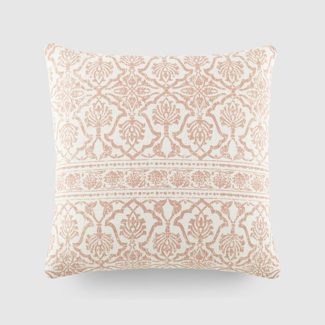 Antique Floral Pattern Cotton Throw Pillow Cover With Pillow Insert Set - Becky Cameron, Antique Floral Rose, 20 x 20