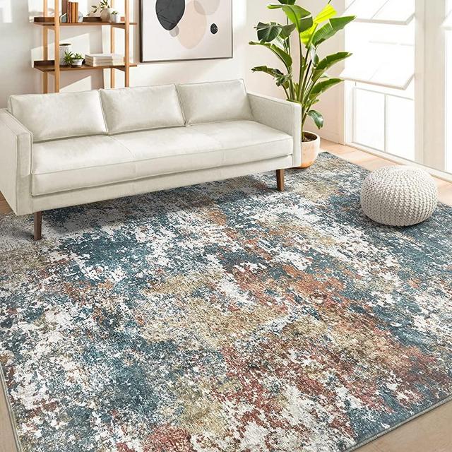 Area Rug Living Room Rugs: 8x10 Indoor Soft Fluffy Rug Abstract Carpet for Bedroom Kitchen Dining Room Floor Washable Plush Throw Large Accent Rug Home Office Nursery Decor - Multi