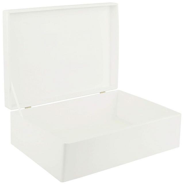 Creative Deco XL White Wooden Box Storage with Hinged Lid | 15.8x11.8x5.5in (+-0.5) | Gift Box for Tool Dog Toy Shoes Clothes Kitchen Storage | Wood Keepsake Chest