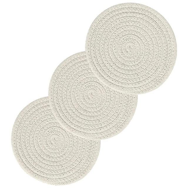 Avalon Pot Holders Trivets for Hot Dishes Hot Pads for Kitchen Trivets for Hot Pots and Pans - Cotton Hot Pads Pot Holders Stylish Large Coasters & Hot Mats (Cream Set of 3 - 7 Inch Diameter)