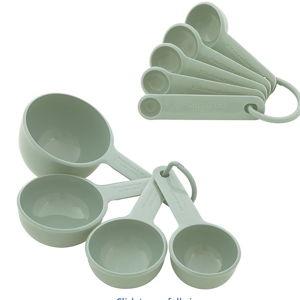 KitchenAid Universal Easy To Read Measuring Cup and Spoon Set with Soft Grip Handle for Maximum Control, Hang Hole and Nesting For Easy Storage, Dishwasher Safe, 9 Piece, Pistachio
