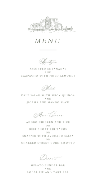 Malcesine | Dark Sage | Zola Wedding Menus