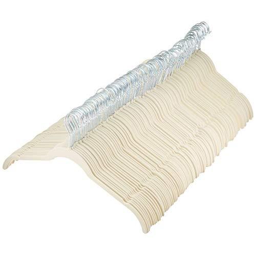 AmazonBasics Velvet Shirt Dress Clothes Hangers, 100-Pack, Ivory/Beige - AQ-W0006