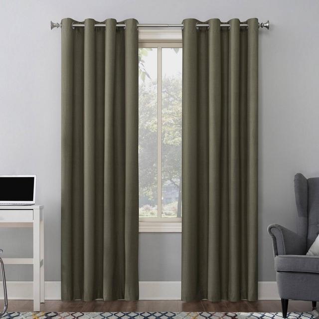 63"x50" Duran Thermal Insulated 100% Blackout Grommet Top Curtain Panel Olive Green - Sun Zero