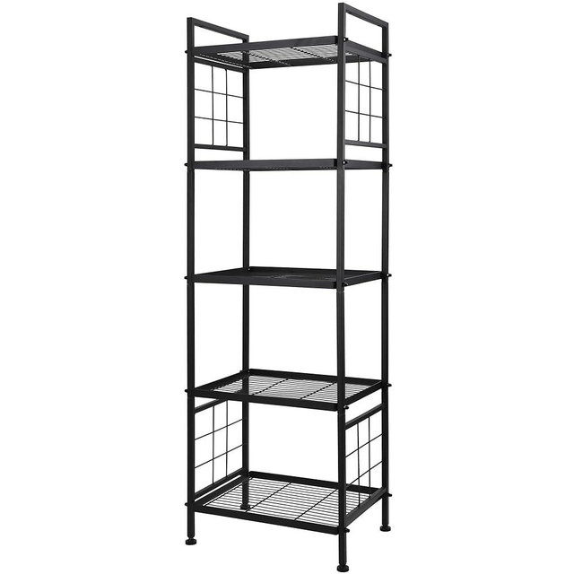 GIOTORENT 5-Wire Standing Storage Shelf, Metal Shelving Unit Pantry Rack for Laundry Kitchen Bathroom Organizer(Black)