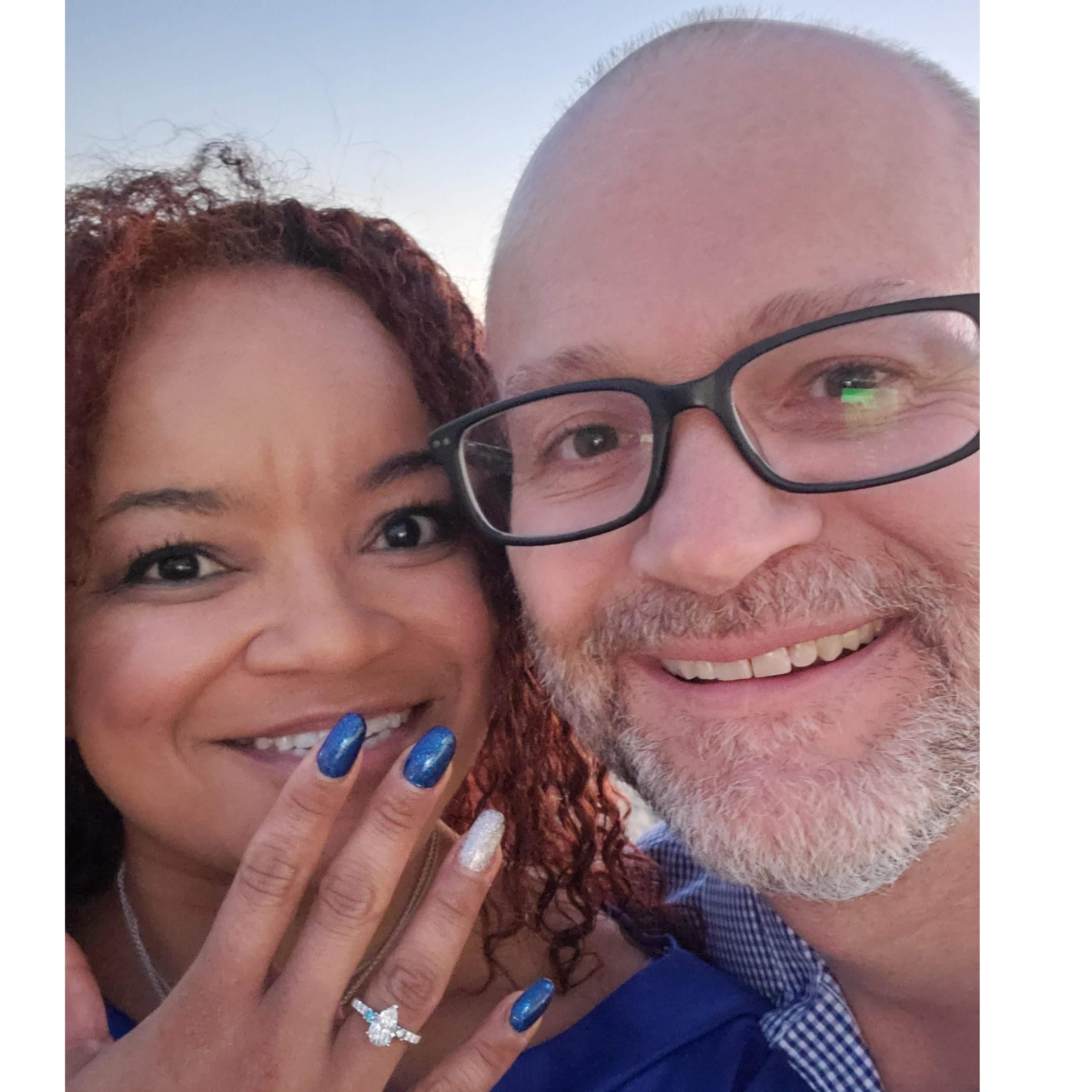when I said yes :-)  My beautiful ring has two blue diamonds for Thomas and Erielle