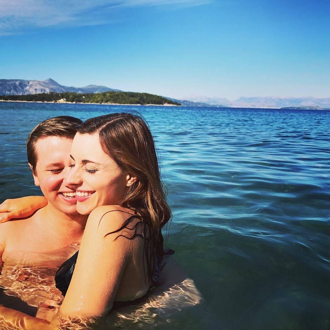Enjoying swims in Corfu, Greece.