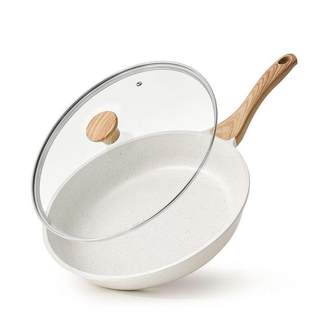 SENSARTE Nonstick Ceramic Frying Pan Skillet with Lid, 10 Inch Omelet Pan, Healthy Non Toxic Chef Pan, Induction Compatible Egg Pan with Heat Resistant Handle, PFAS-Free