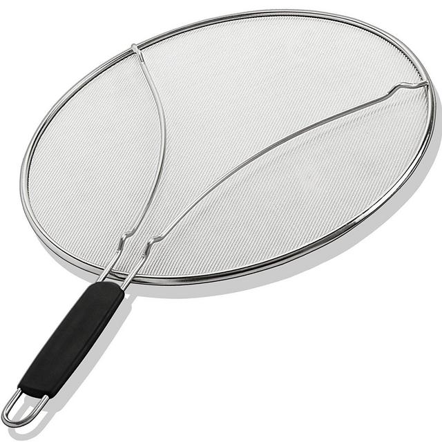 Grease Splatter Screen for Frying Pan 13&quot; - Stops 99% of Hot Oil Splash - Protects Skin from Burns - Splatter Guard for Cooking - Iron Skillet Lid Keeps Kitchen Clean - Stainless Steel