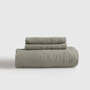 European Linen Fitted Sheet Set - King in Willowleaf (not Willowleaf Gingham)
