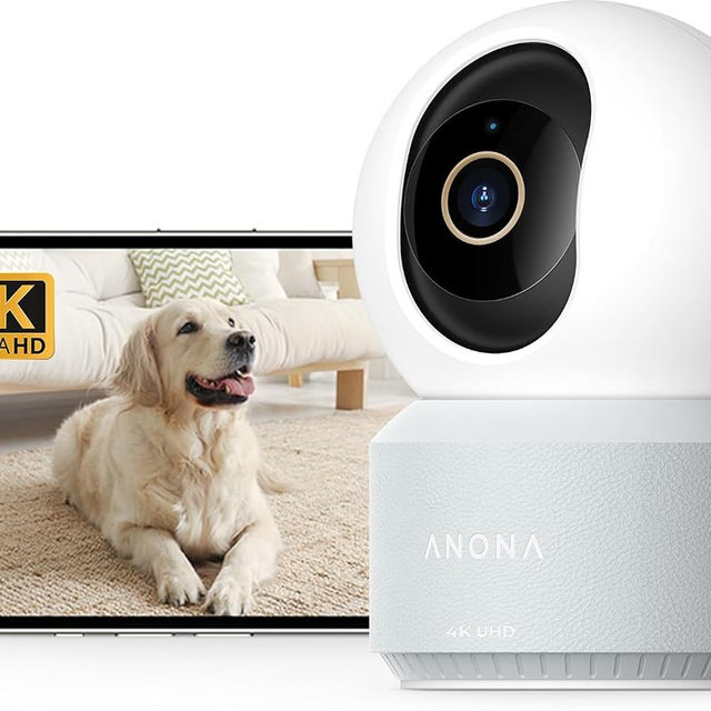 Anona Pano 4K UHD Indoor Camera, Pet/Dog/Baby Security Camera with Phone App, 360° Pan-Tilt, 2.4G/5G Dual-Band Wi-Fi 6, Auto-Tracking, Person/Pet/Baby Crying Detection, Privacy Mode, Two-Way Audio