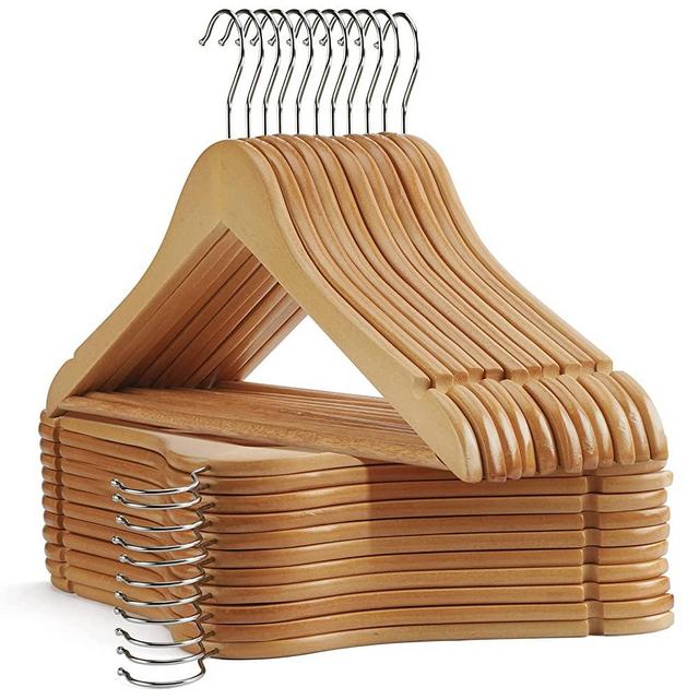 UINICOR Wooden Hangers Clothes Hangers 30 Pack Slim Wood Hangers Coat Hangers For Closet,Hangers With Extra Smooth Finish,Precisely Cut Notches Wooden Coat Hangers,Hangers for Shirt Suit Dress，Natural