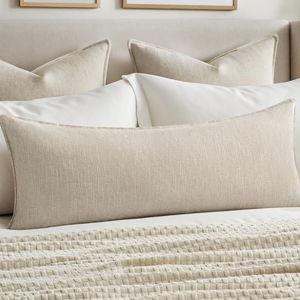 MIULEE Decorative Long Lumbar Throw Pillow Cover for Bed 14x36 Natural Beige Boho Farmhouse Neutral Couch Pillowcase Pack of 1 Accent Modern Sofa Cushion Livingroom Home Decor (Covers Only)