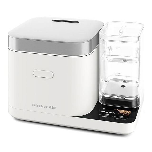 KitchenAid Grain and Rice Cooker 8 Cup with Automatically Sensing Integrated Scale + Water Tank, KGC3155, Porcelain White