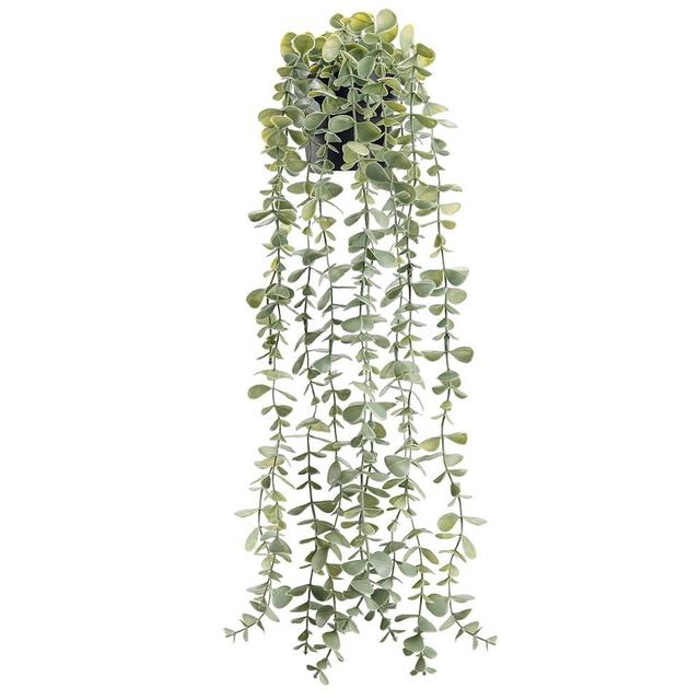 Der Rose 1 Pack Fake Hanging Plants Artificial Decor Faux Potted Eucalyptus Vine for Bathroom Home Shelf Bookcase Decor