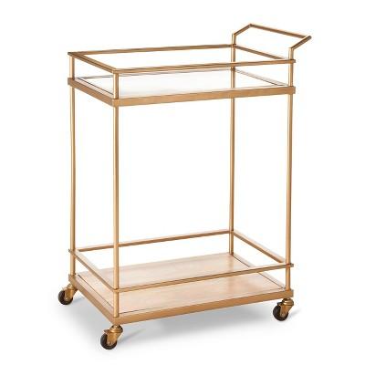 Product description page - Wood & Glass Gold Finish Bar Cart - Threshold™