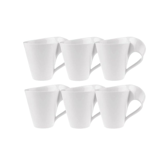 Villeroy & Boch NewWave Caffe Mugs, Set of 6, Premium Porcelain, Made in Germany, 10 oz Capacity, White