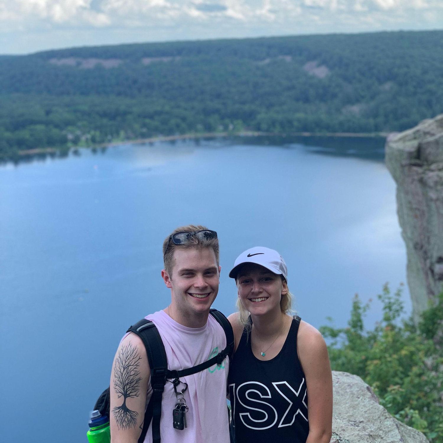 Hiking Devils Lake in Wisconsin.