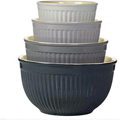 Denmark 4-Piece Ceramic Mixing Bowl Set in Grey