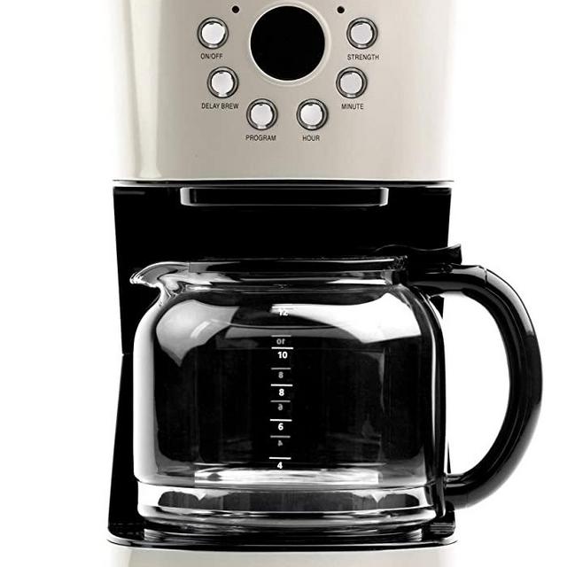 Haden 75028 Innovative 12 Cup Capacity Retro Style Programmable Home Countertop Coffee Maker Machine with Glass Carafe, Putty
