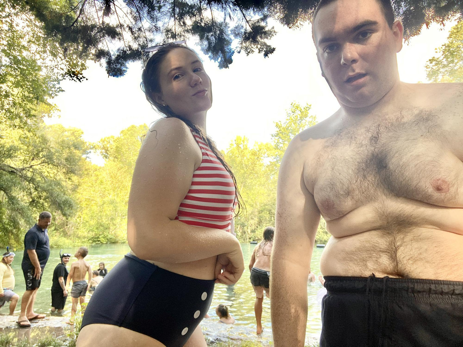 goofy pics at a natural spring