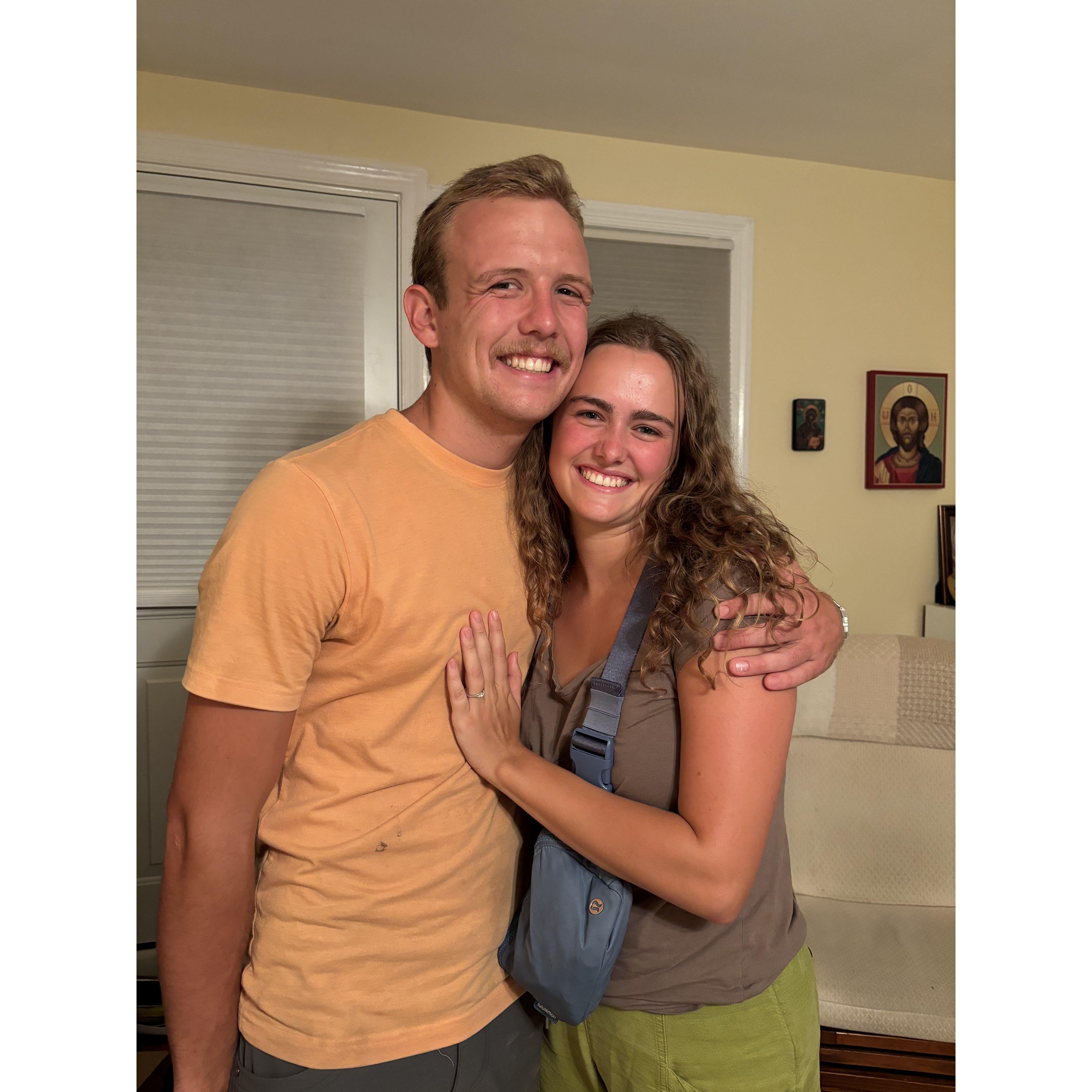At Lizzy's house right after we got engaged!
