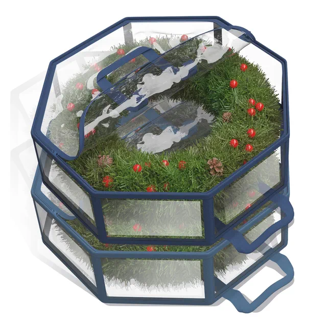 Hearth & Harbor 2 Pack Wreath Storage Container - Clear Christmas Wreath Storage Bag with Dual Zipper and Handles - 30"