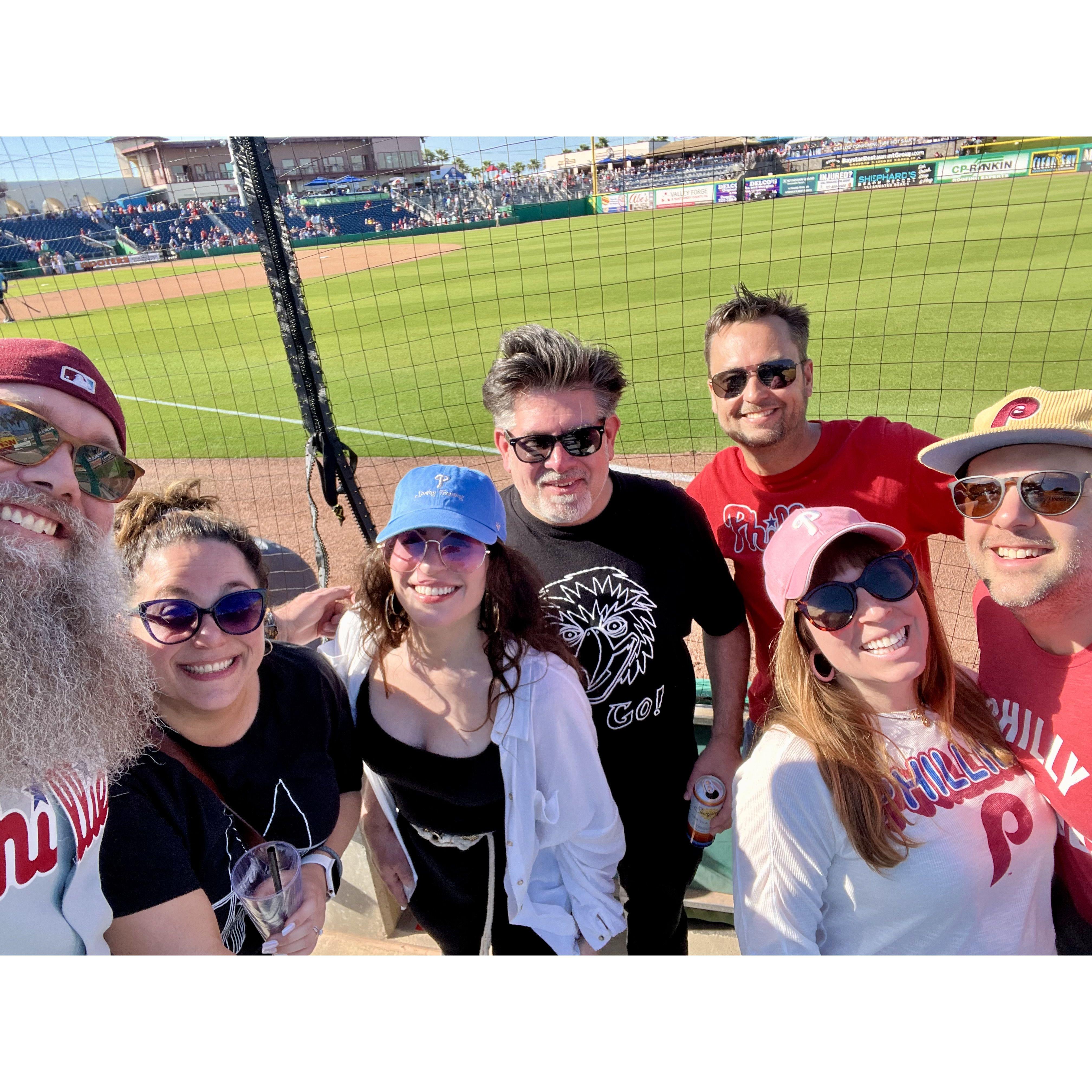 Phillies Spring Training with the gang. Clearwater, Florida, February 2024  (Left to right: Chris, Rachel, Mad, Dave, Jim, Dana, Joe)
