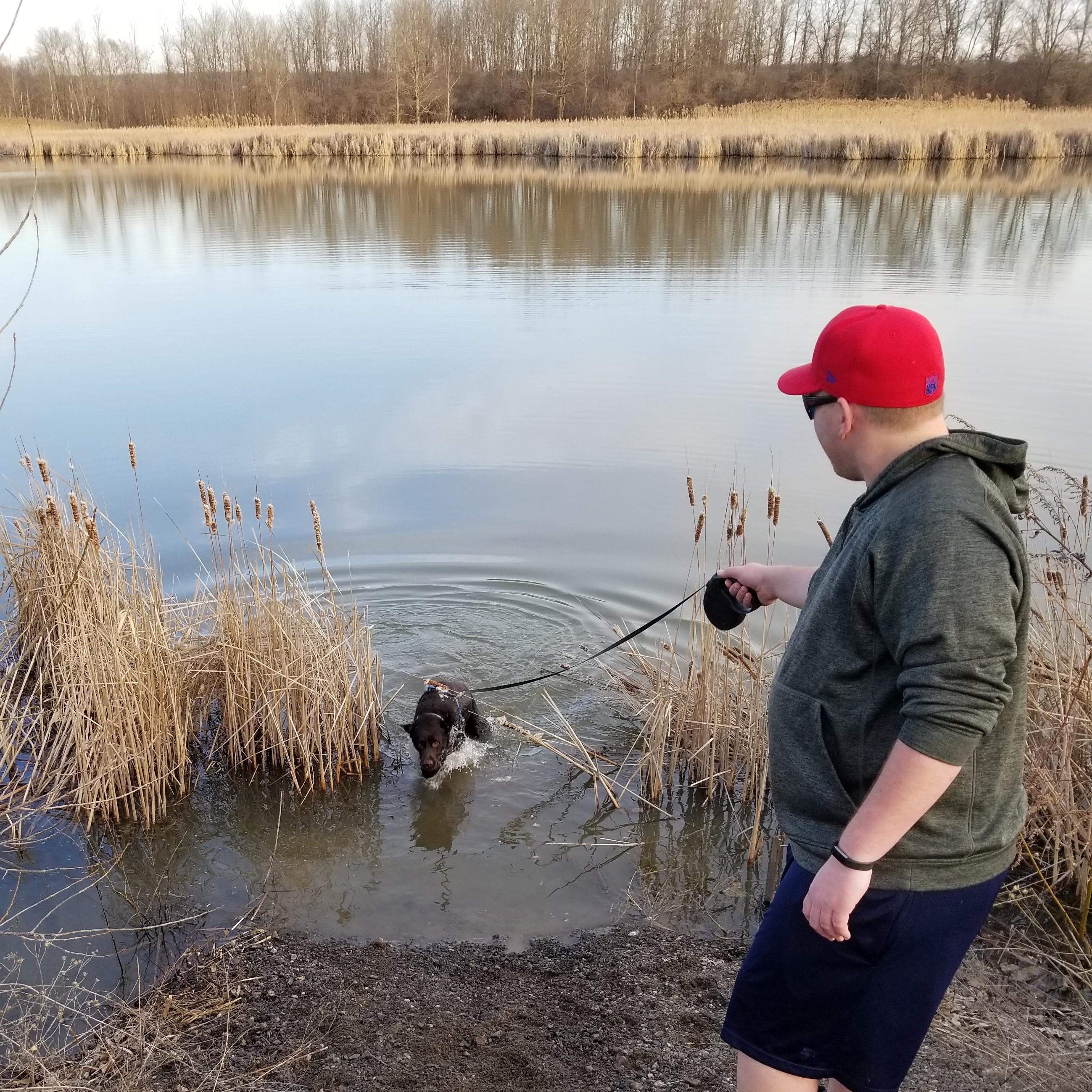 Tucker loves to swim (and Andy). We sure do love to adventure with our pups.