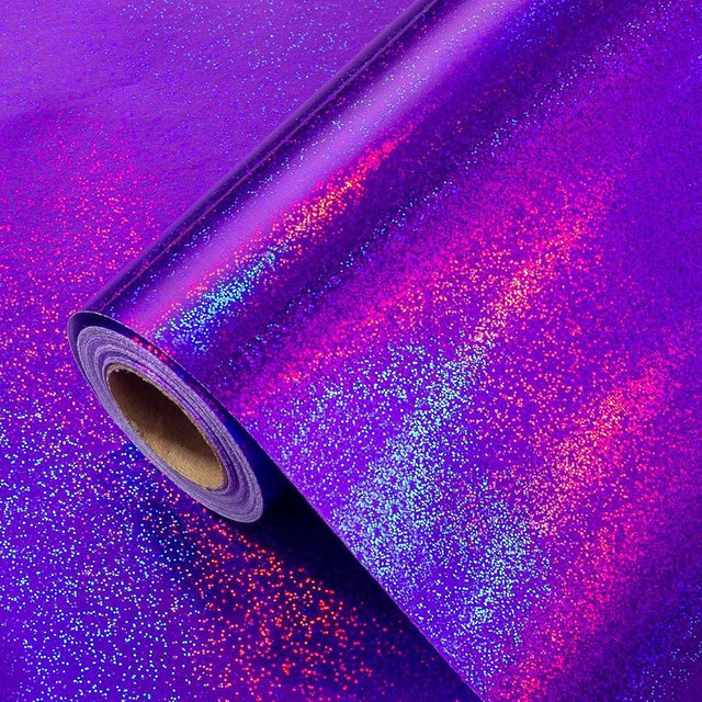 Burymento Purple Wrapping Paper Roll, Metallic Holographic Point Gift Wrap for Birthday, Valentines, Mothers day, Graduation, Wedding, Fathers day, Baby Shower, Christmas (17 IN x 32.8 FT)