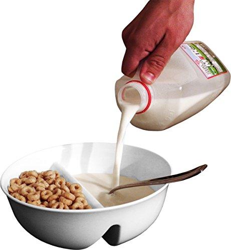 Just Crunch Anti-Soggy Cereal Bowl - Keeps Cereal Fresh & Crunchy | BPA Free | Microwave Safe | Ice Cream & Topping, Yogurt & Berries, Fries & Ketchup and More – White