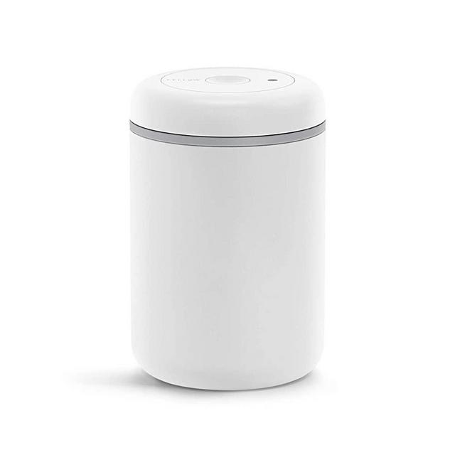 Fellow Atmos Vacuum Canister for Coffee & Food Storage, Matte White, Large, 1.2 Liter, Integrated Vacuum Pump, Airtight Seal