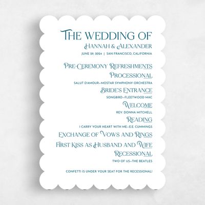White Scalloped Wedding Program - Ginami