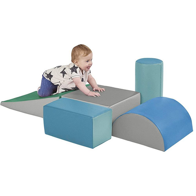 ECR4Kids SoftZone Climb and Crawl Activity Play Set – Lightweight Foam Shapes for Climbing, Crawling and Sliding for Toddlers and Kids (5-Piece), Contemporary