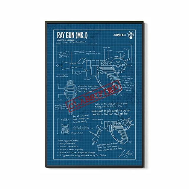Ray Gun Poster Call Zombies Duty Blueprints Wall Paper Weapon Poster For Gamer Fighting Gun Anatomy Graph Print Gun Pieces Wall Decor For Home Living Room Bedroom Office Poster UNFRAMED
