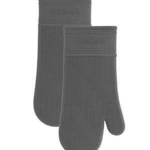 Cuisinart Silicone Oven Mitts with Quilted Liner- Not Slip, Heat Resistant up to 450° F- Grey- 2pk