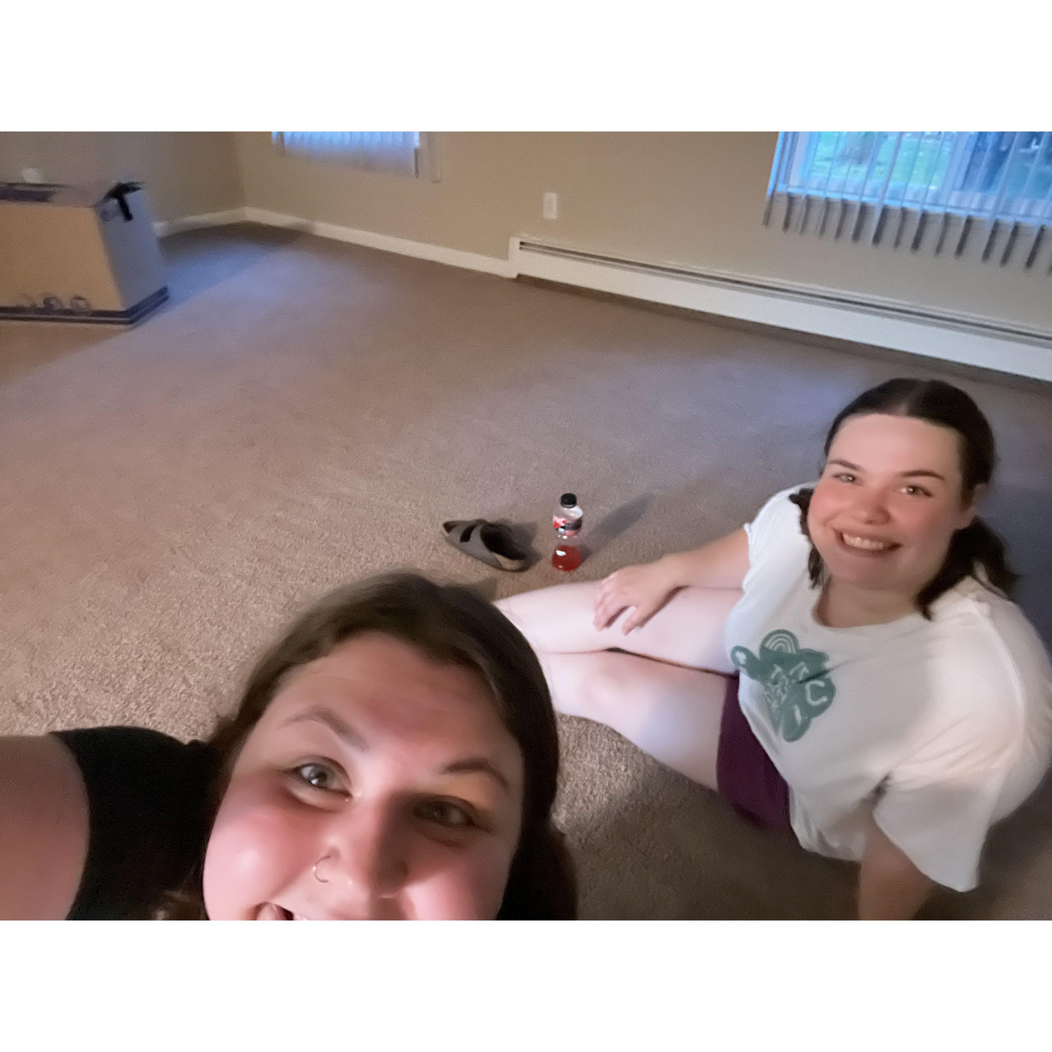 Our first picture in our first apartment together!