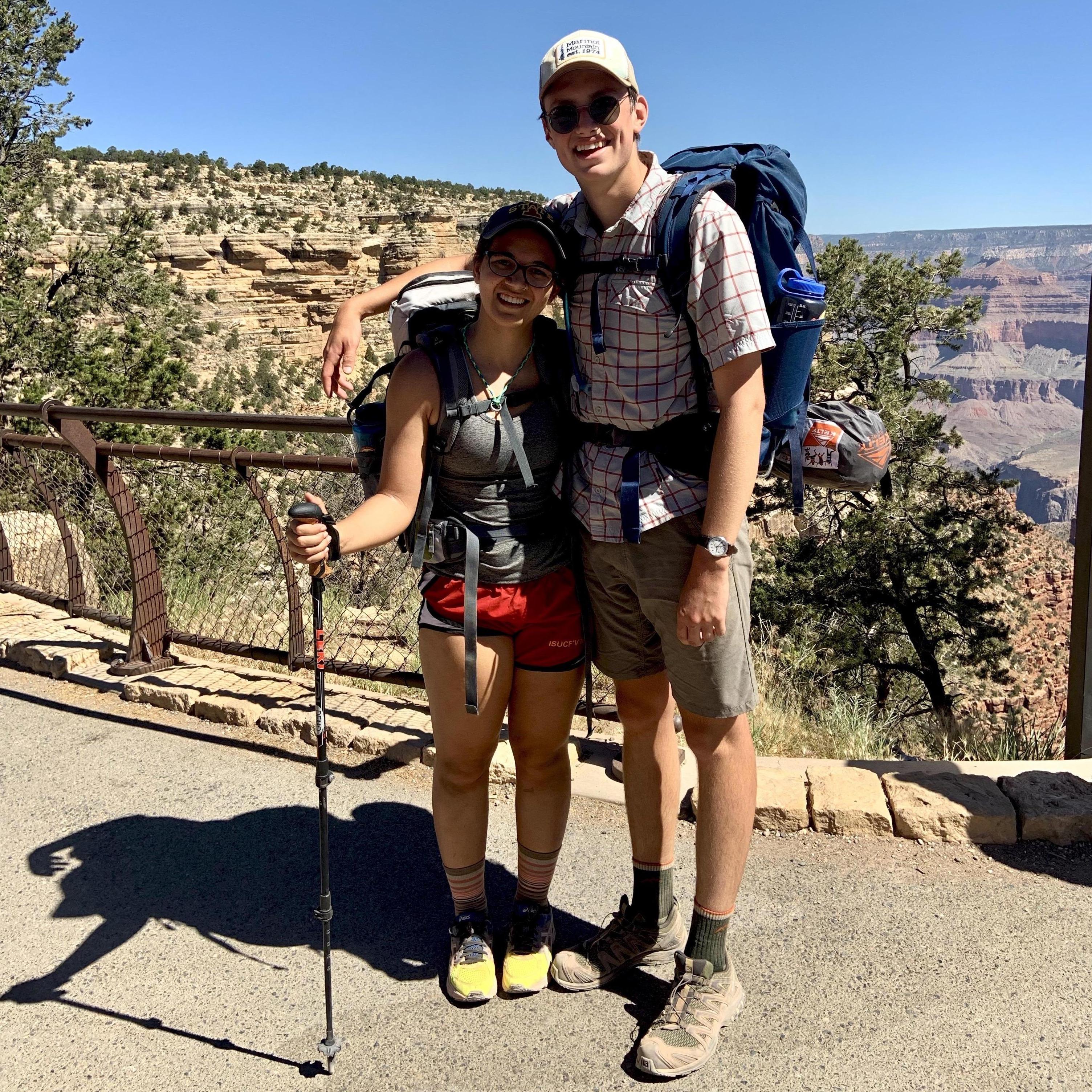 Finished our hike out of the Grand Canyon the day after getting engaged.